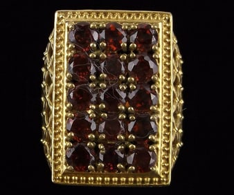 Stunning Big Designer Garnet Cocktail Ring 7