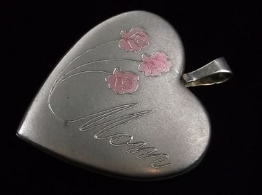 Gorgeous Vint 1960s Sterling Silver Mom Locket Pendant