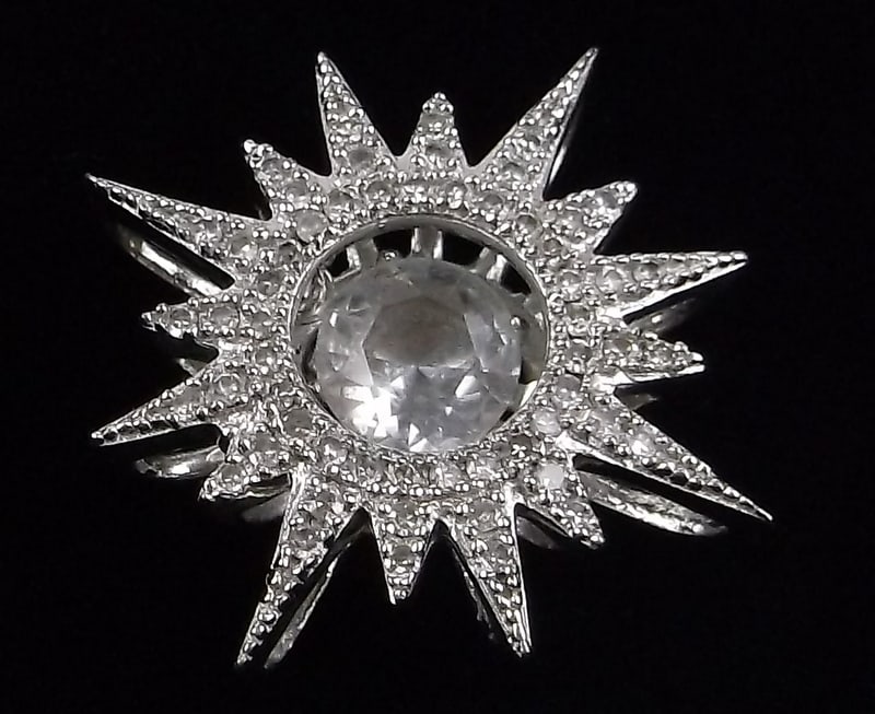 Stunning Sterling Silver Dancing White Topaz Sun Pendant (1 of 2)