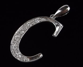 New Sterling Silver Initial C Pendant