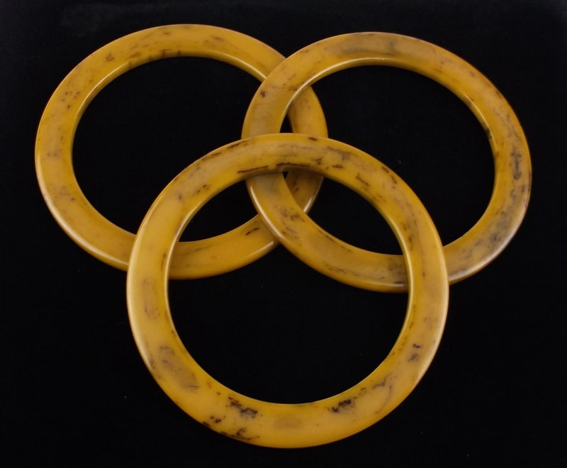 3 Gorgeous Vint 1940s Bakelite Bangle Bracelet Set (1 of 4)