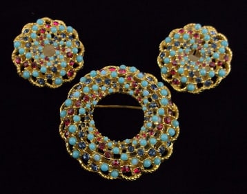 Mint 1960s Rare Sarah Coventry Rhinestone Brooch Earrings