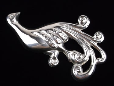 Big Mint Vintage Sterling Silver Bird Of Paradise Brooch