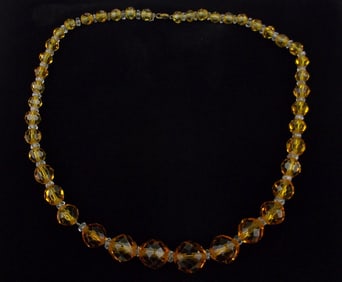 Mint 1910s Art Nouveau Cut Crystal Necklace 16"