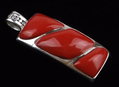Mint Vintage Designer Sterling Silver Red Jasper Pendant