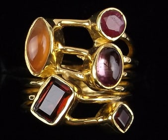 Stunning Gold Over Sterling Ruby Amethyst Ring 5.5 Garnet