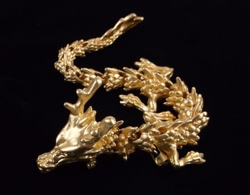 Big Mint Enameled Articulated Dragon Brooch