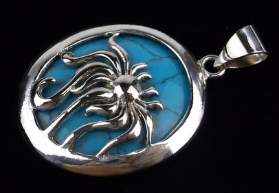 Mint Vintage Sterling Silver Turquoise Pendant