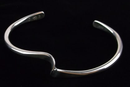 Mint Vint Thick Sterling Silver Cuff Bracelet 6-7.5" SC Anchor Signed
