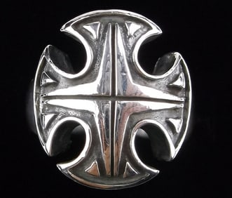 Big Mint Vint Thick Heavy Sterling Silver Cross Ring 9