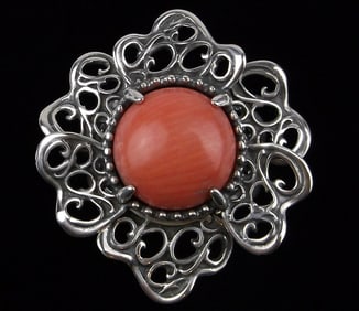 Mint Carolyn Pollack Sterling Silver Red Coral Ring 7