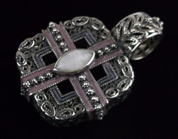 Mint Big Thick Designer Sterling Silver MOP Pendant