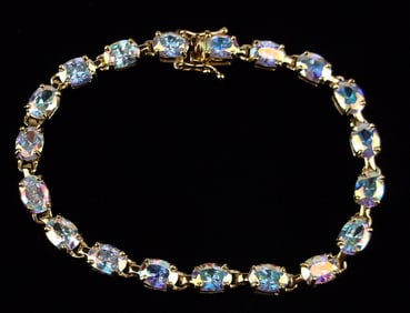 New Vint Gold Over Sterling Silver Tennis Bracelet 7.5"