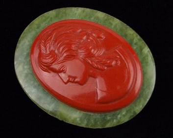 Mint Vintage 1930s Celluloid Cameo Brooch