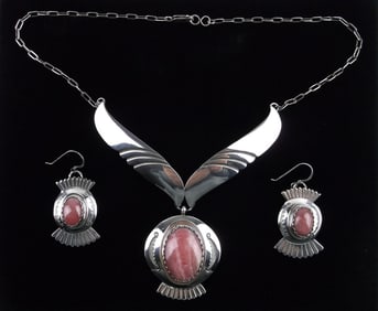 Navajo Dennis Kalisteo Sterling Necklace Earring Set 19"
