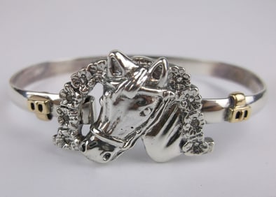 Mint Great Caribbean Sterling 14kt Gold Diamond Horse Bracelet