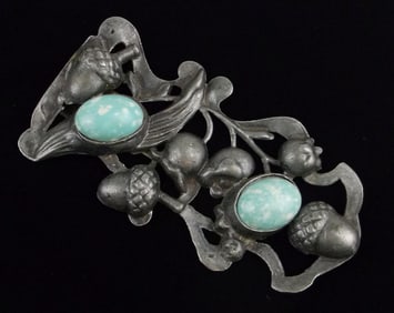 Big Mint Vintage 1930s Celluloid Acorn Fur Clip Brooch