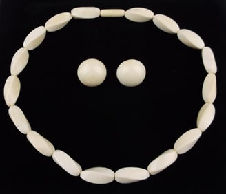 Mint Vintage 1940s Necklace Earrings Set 16" Stunning Very Nice