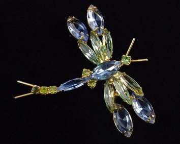 Mint Vintage 1960s Juliana Rhinestone Dragonfly Brooch