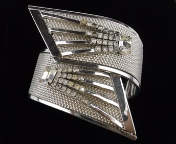 Rare Mint 1950s Vargas Paris Runway Rhinestone Bracelet Clamper