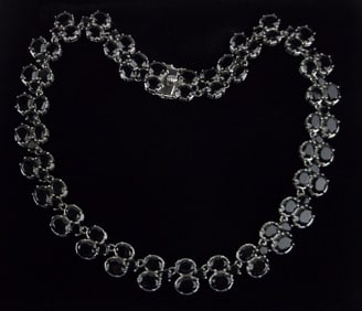 New Huge SAM Sterling Silver Gemstone Necklace 18" Heavy