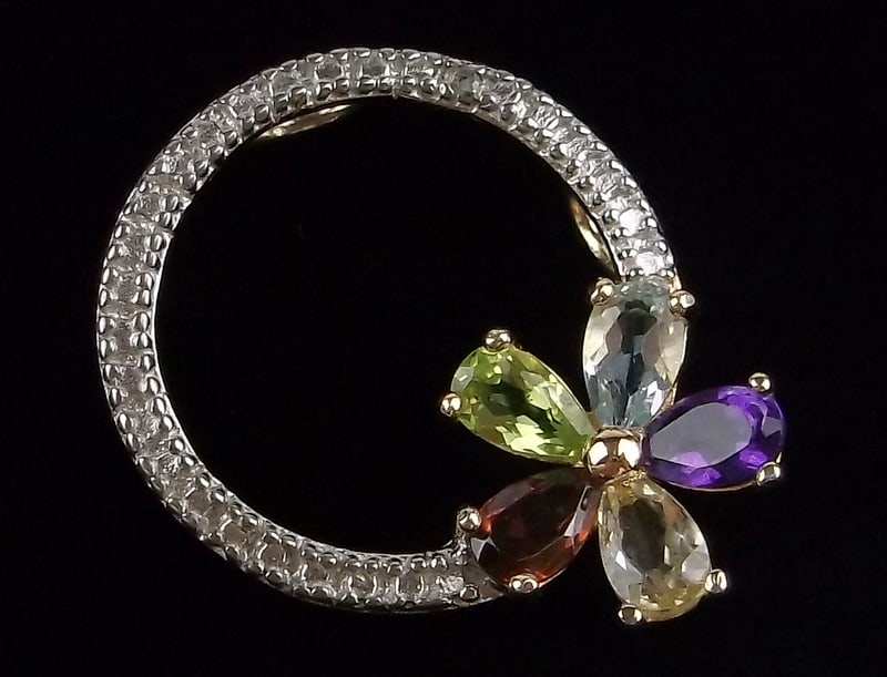 New Gold Over Sterling Diamond Gemstone Pendant (1 of 3)