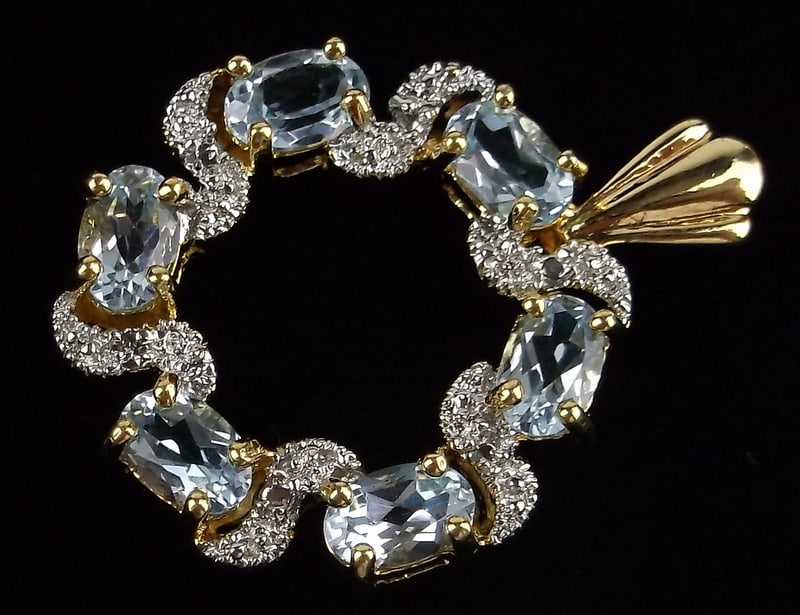 New Vint Designer Sterling Silver Aquamarine Pendant (1 of 3)