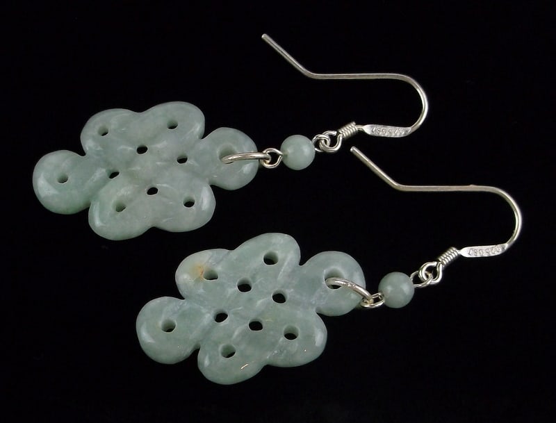 New Designer Sterling Silver Jade Drop Earrings (1 of 2)
