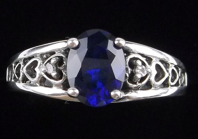 New Vint Designer Sterling Silver 1ct Sapphire Ring 7 (1 of 4)