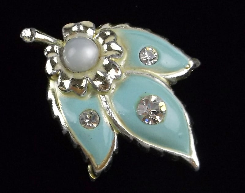 Stunning Vint 1950s Designer Enameled Crystal Brooch (1 of 3)