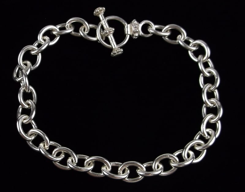 Mint Thick Heavy Vint Sterling Silver Chain Bracelet 8" (1 of 3)