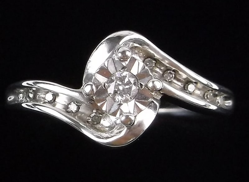 Mint Vintage Sterling Silver Diamond Engagement Ring 7: Guaranteed Solid 925 Sterling Silver, in Excellent Condition