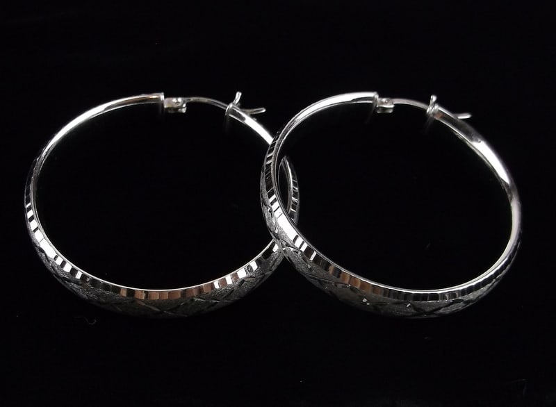 Big New Vintage Sterling Silver Hoop Earrings: Solid Sterling Silver Guaranteed, in Brand New Never Worn Condition.