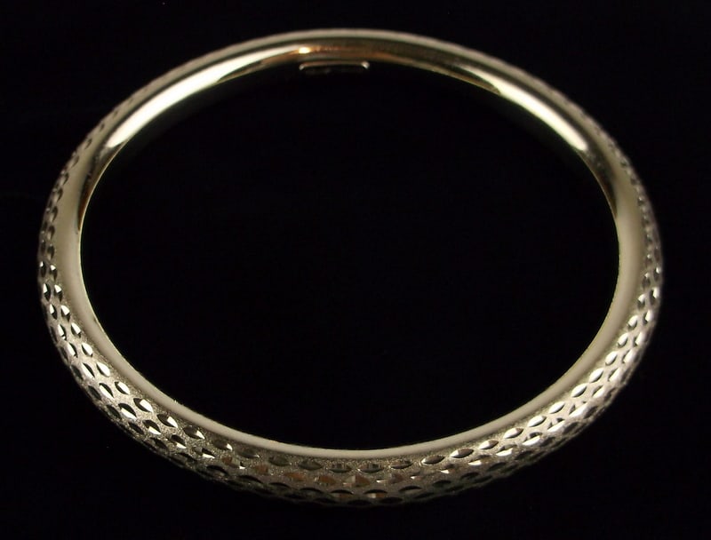 Mint Vint Gold Over Sterling Italian Bangle  Bracelet 7-8" (1 of 3)