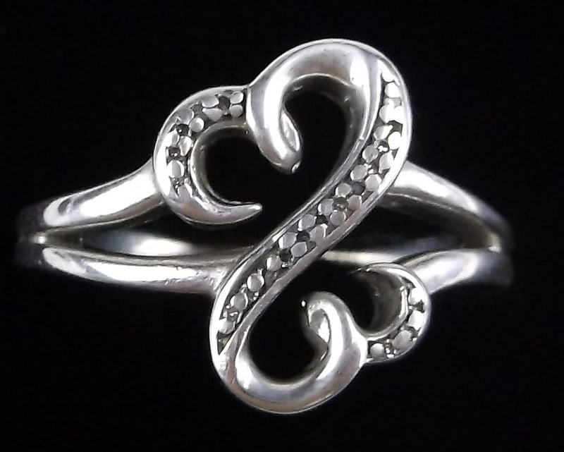 Mint Vint Sterling Silver Jane Seymour Diamond Heart Ring 7 (1 of 3)