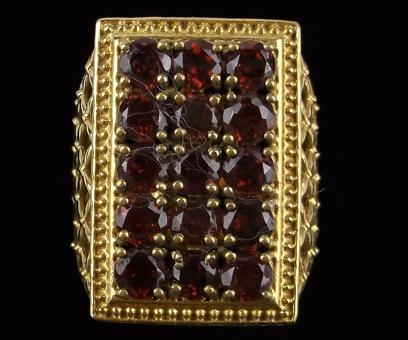 Stunning Big Designer Garnet Cocktail Ring 7: excellent condition