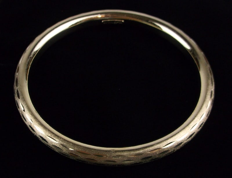 Mint Vint Gold Over Sterling Italian Bangle  Bracelet 7-8" (1 of 3)