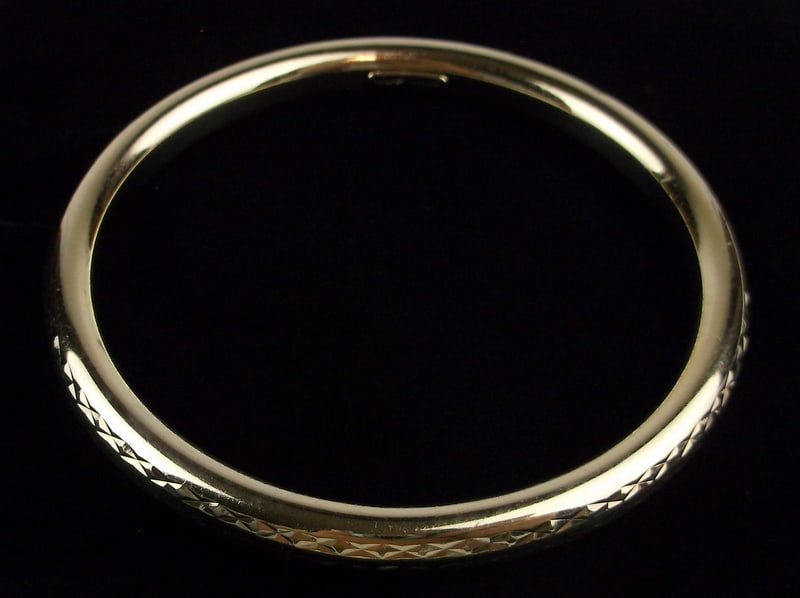 Mint Vint Gold Over Sterling Italian Bangle  Bracelet 7-8" (1 of 3)