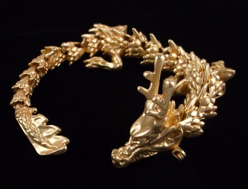 Big Mint Enameled Articulated Dragon Brooch (1 of 2)