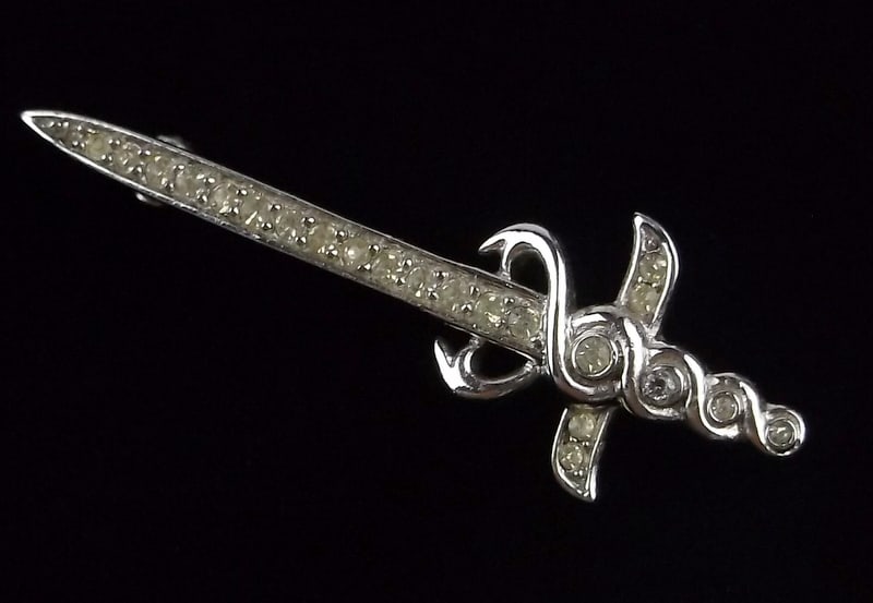 Rare Mint 1950s Crown Trifari Caduceus Sword Brooch: Mint Condition, In Like New Condition, Perfect