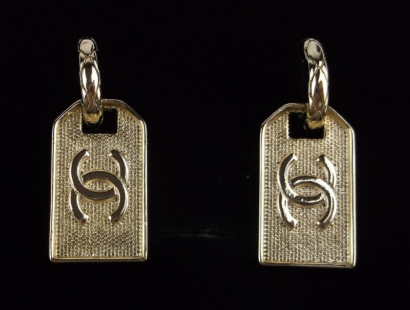 Mint Vintage Chanel Designer Luggage Tag Earrings (1 of 4)