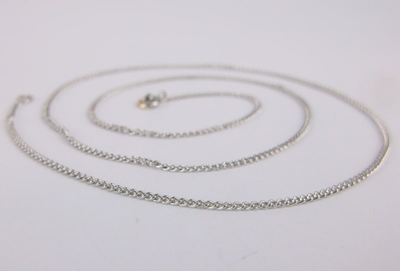 Mint Vintage 1950s Sterling Silver Chain Necklace 16" (1 of 2)