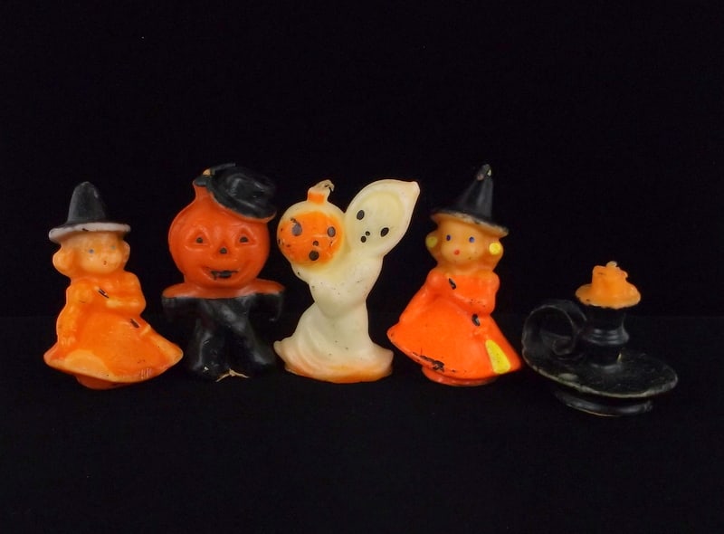 5 Rare Vint 1950s Gurley Halloween Candles Witch Ghost Etc (1 of 6)