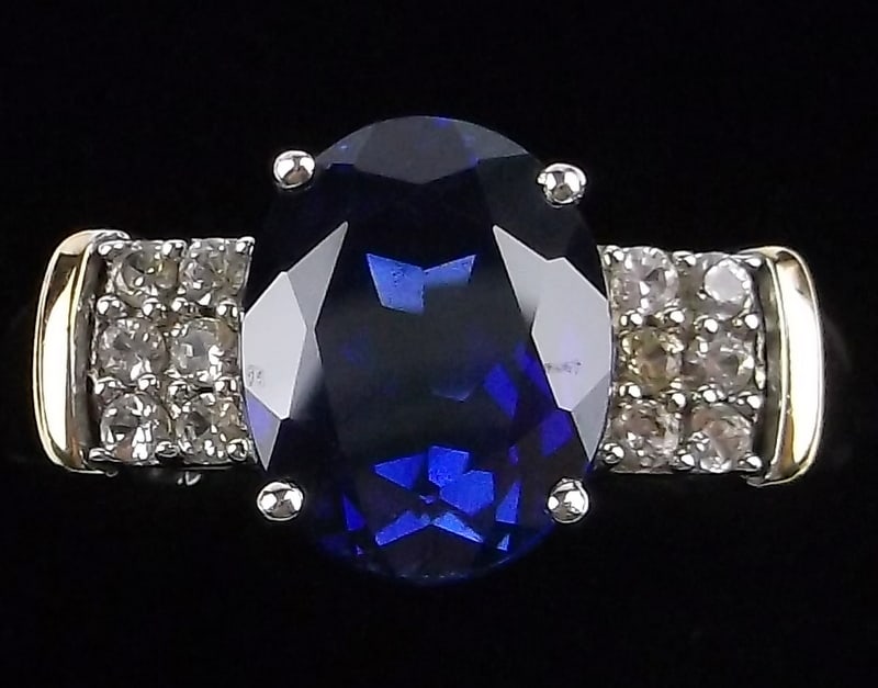 New Designer Sterling Silver 14kt Gold 2ct Sapphire Ring 7 (1 of 4)