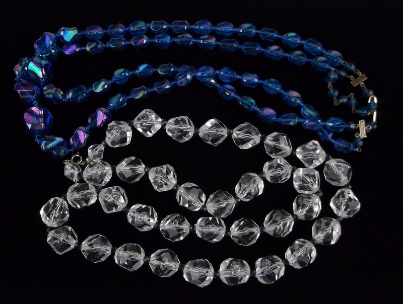 2 Mint 1950s W Germany Lucite Necklace Lot 22" 28": Mint Condition, In Like New Condition, Perfect