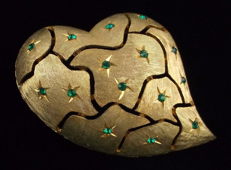 Mint Vintage JJ Rhinestone Heart Brooch (1 of 3)