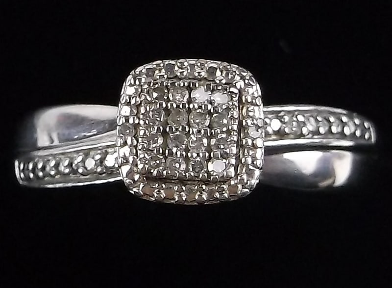 Mint Vintage Sterling Silver Diamond Engagement Ring 7: Guaranteed Solid 925 Sterling Silver, in Excellent Condition