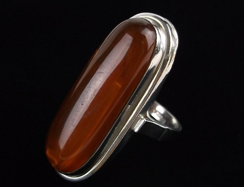 Mint Big Sterling Silver Healing Amber Ring 5 (1 of 3)