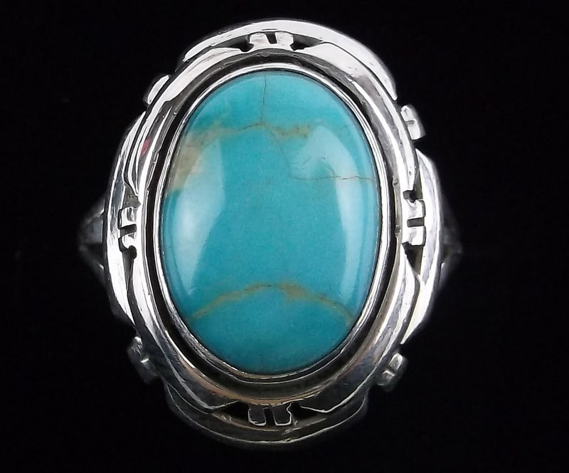 Navajo Bruce Morgan Sterling Silver Turquoise Ring 7 (1 of 3)