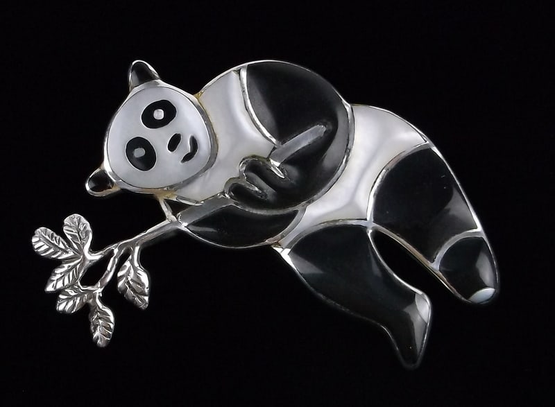 Mint Vintage Designer Sterling Silver Panda Bear Brooch (1 of 3)